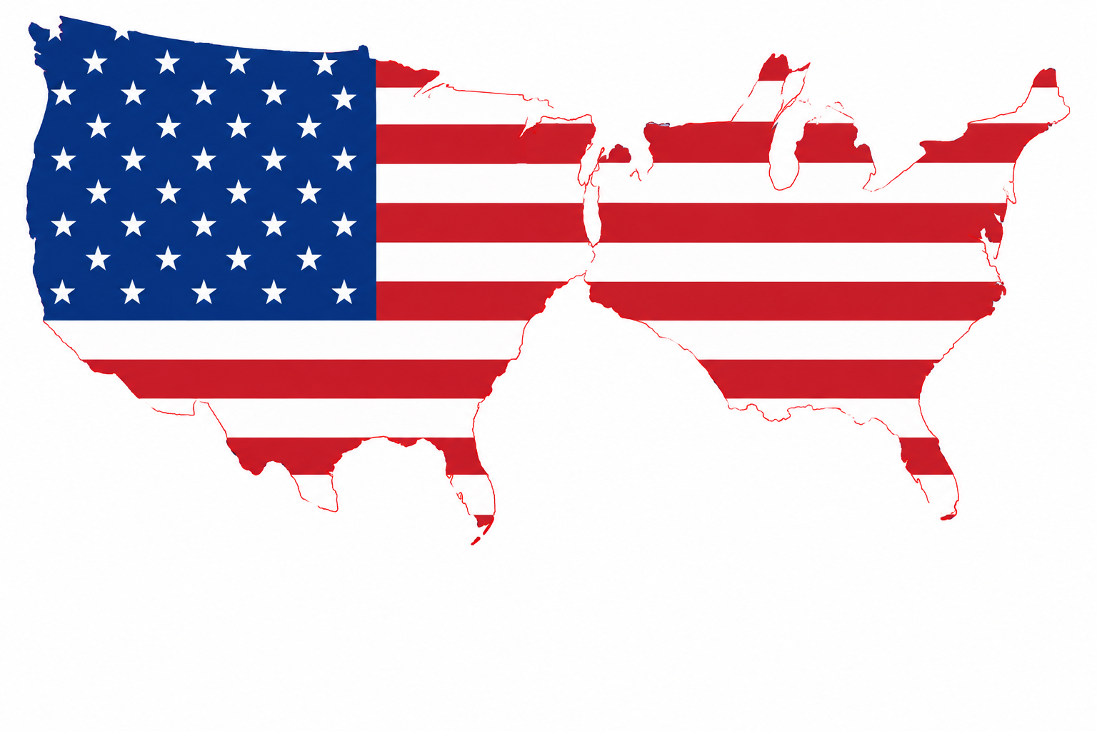 Illustration of the United States shaped with the American flag